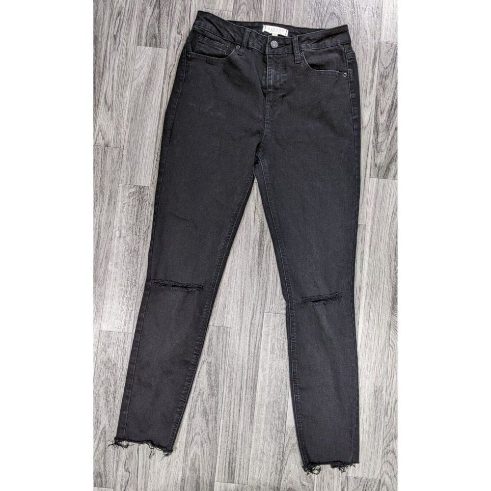 Harper Heritage Womens Size 27 High Rise Skinny Cropped Distressed Black Jeans